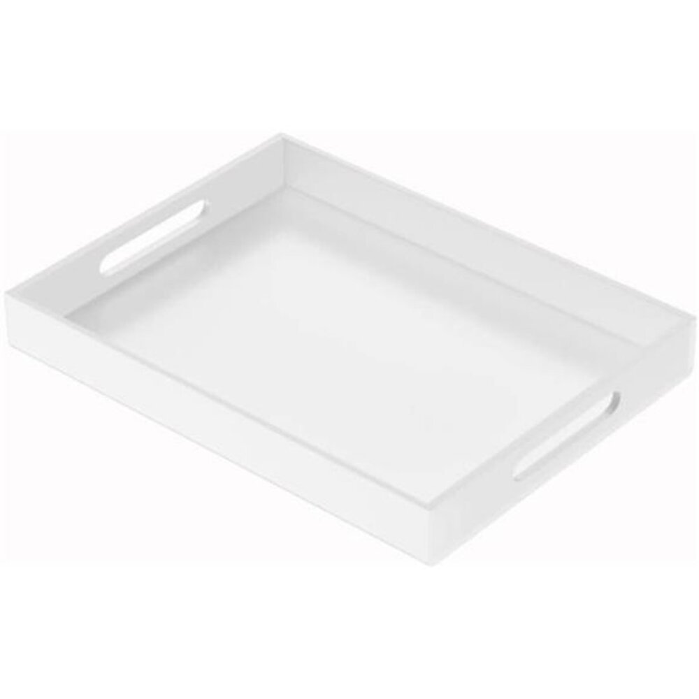 White Acrylic Serving Tray 12x16 Spill Proof Decorative Tray for Coffee Table